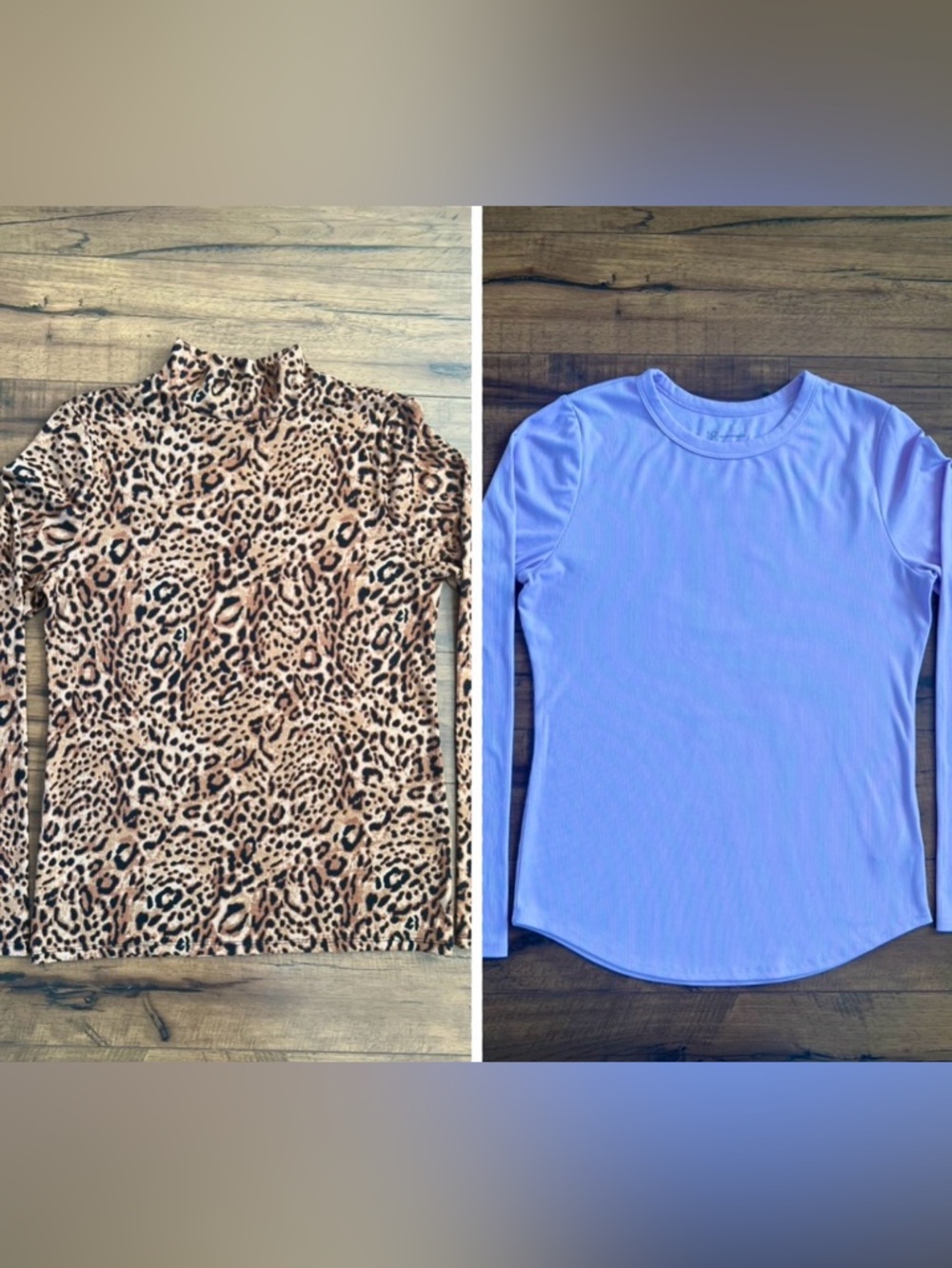 ❄️☃️ 2 shirts - No Boundaries Leopard Mock Neck Top + Lavender Long Sleeve Tee